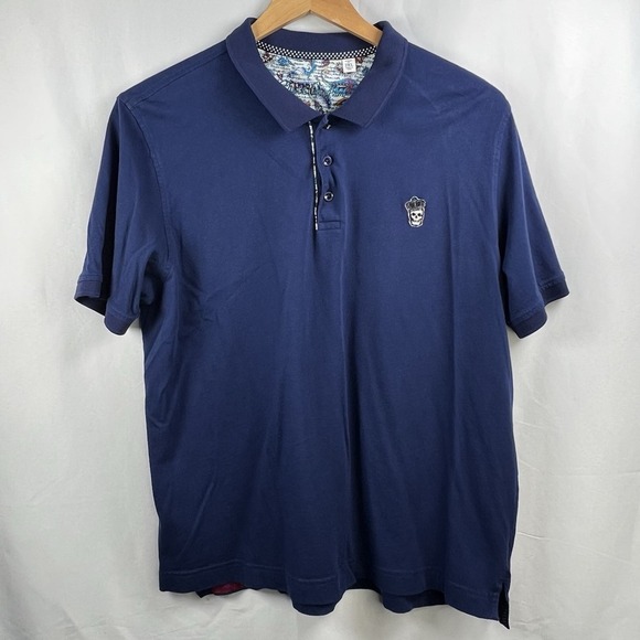 Robert Graham Other - Robert Graham Polo Shirt Men's 2XL Classic Blue Skull & Rose Logo Cotton Golf
